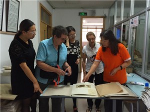 visit to the herbarium, Chinese Academy of Sciences, Xinjiang (XJBi). Herbarium Director Dr Feng Ying on the right